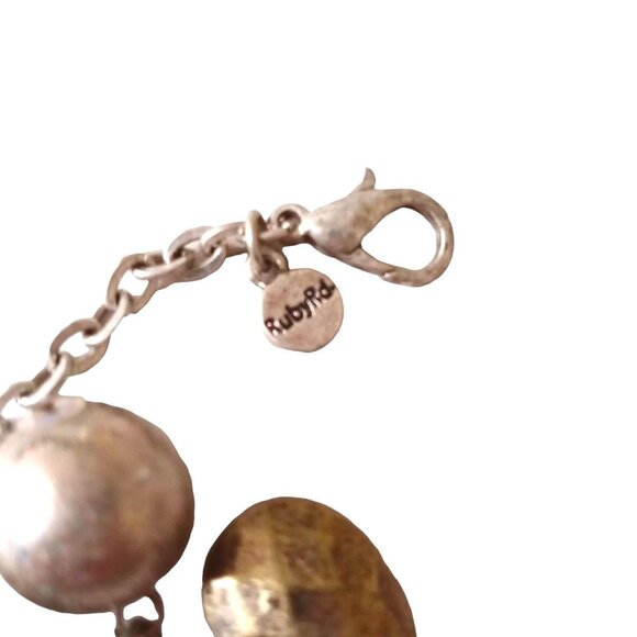 Ruby Rd Long Beaded Necklace Gold Silver Color Beads 35" Silver Tone Chain - Picture 7 of 7